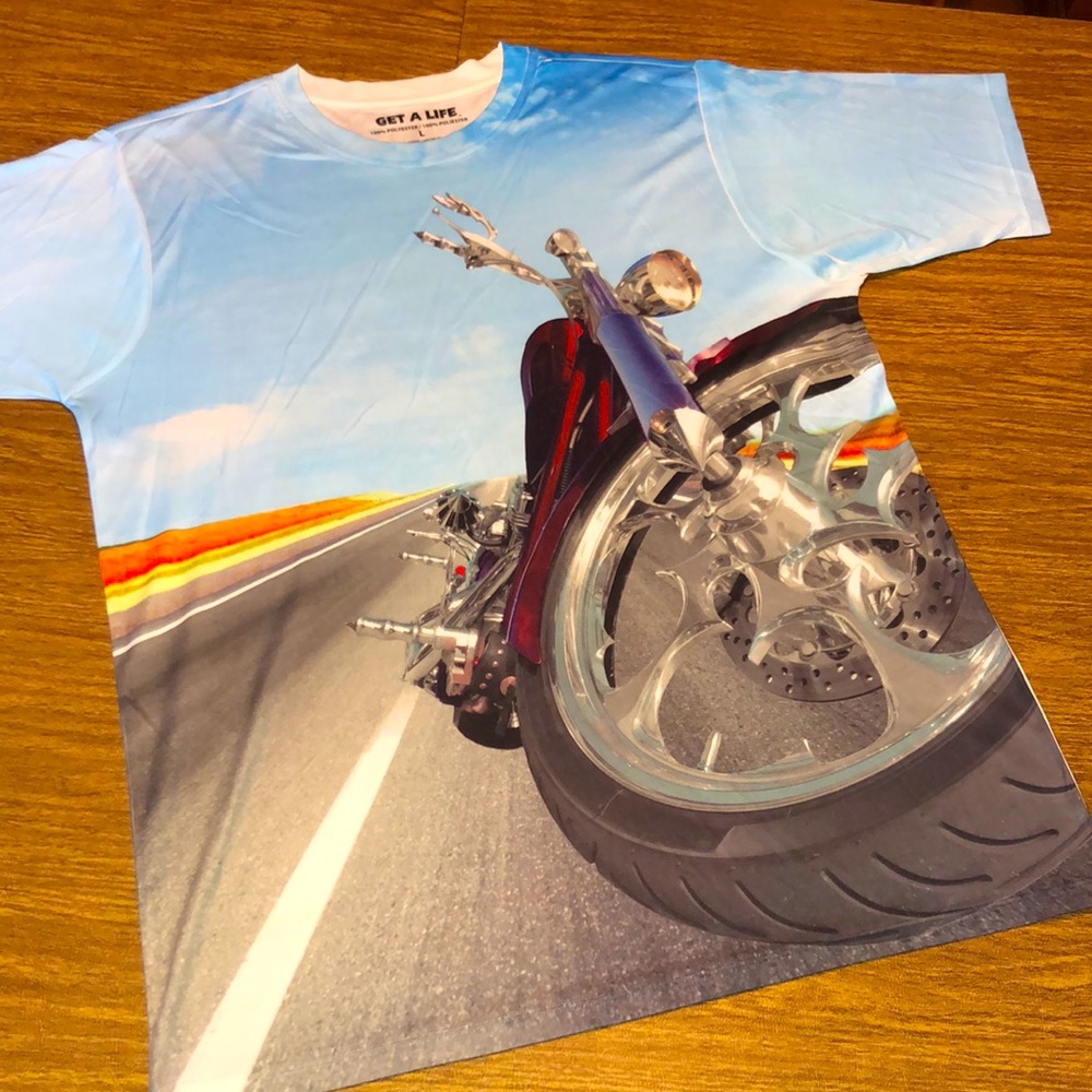 Get A Life Graphic Moto Motorcycle T Tee Shirt L
